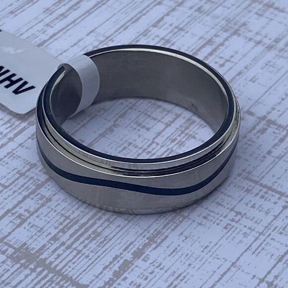Men's Stainless Steel Fidget Ring Minimalist Wavy size 11 - Picture 2 of 5